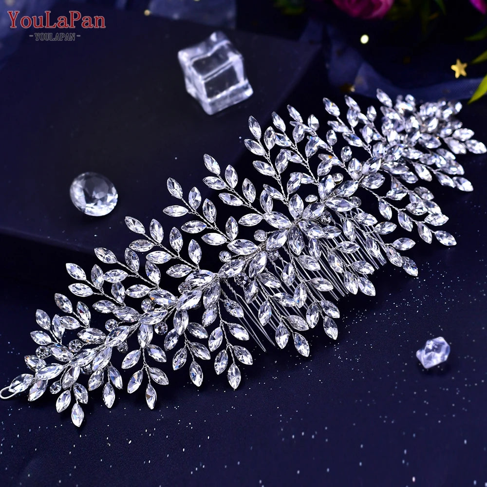 Bridal Tiaras for Wedding Rhinestone Hair Piece Crystal Headpiece Wedding Headpieces for Bride Hair Jewelry HP304 - EUFASHIONBAGS