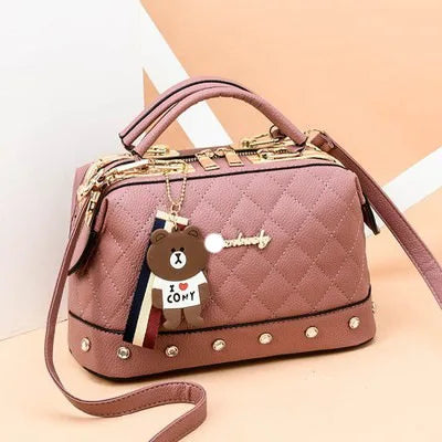 New Fashion Women's Bag Lingge Small Fragrance Handbag Boston Shoulder Bags - EUFASHIONBAGS