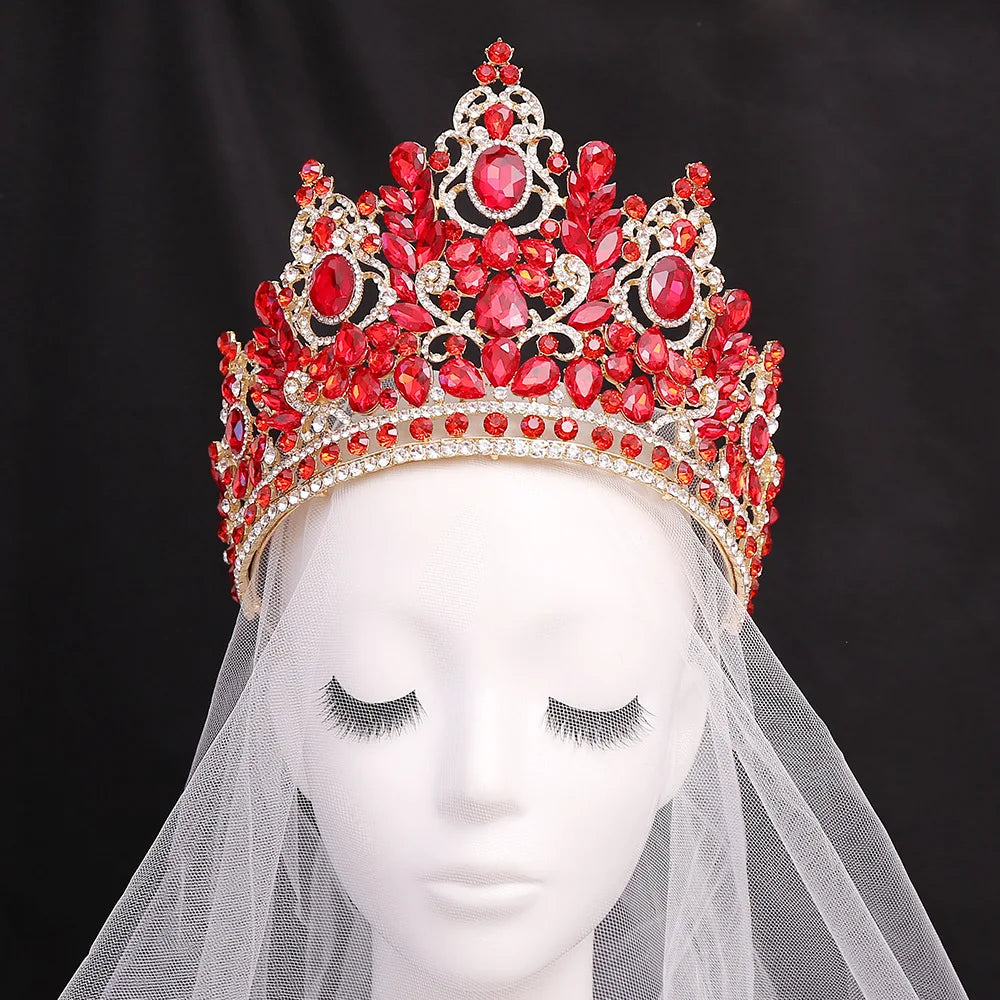 Luxury Big Forest Miss Universe Crystal Royal Queen Witch Crowns Rhinestone Bridal Tiara Pageant Diadem Wedding Hair Accessories - EUFASHIONBAGS