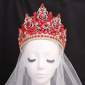 Luxury Big Forest Miss Universe Crystal Royal Queen Witch Crowns Rhinestone Bridal Tiara Pageant Diadem Wedding Hair Accessories