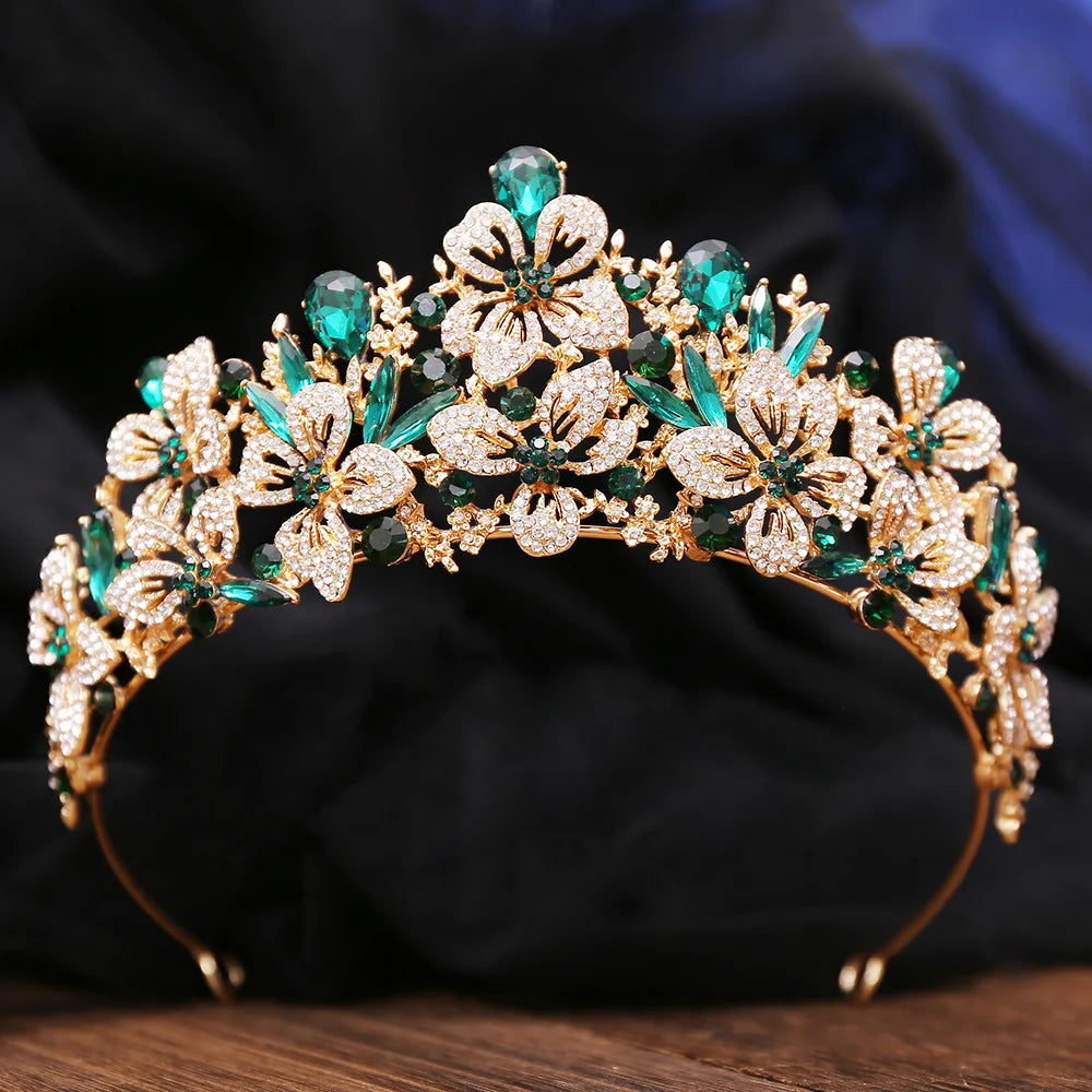 New Exquisite Butterfly Floral AB Color Crystal Crown Rhinestone Princess Pageant Diadem Wedding Hair Accessories Tiaras Jewelry - EUFASHIONBAGS