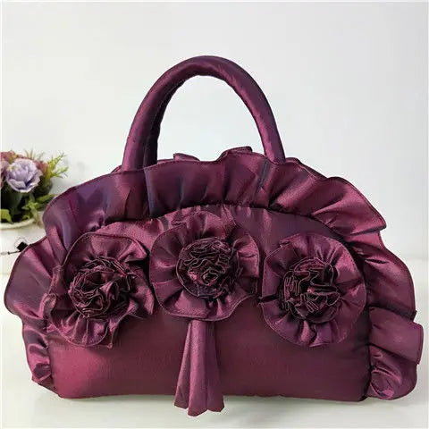 Gothic Purple Y2k Hand Bag Women New Dark Lolita Soft Chic Handle Purse Female Vintage Flower Cute Mini Bag Bolso Mujer