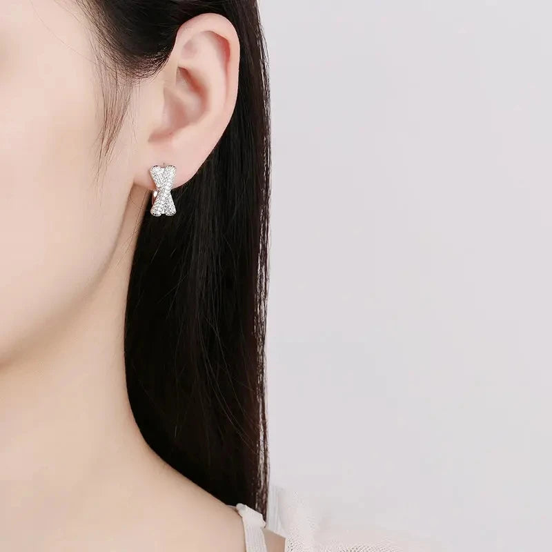 Cross Shaped Hoop Earrings for Women Full Paved Bling CZ Stone Statement Ear Accessories New  Modern Fashion Jewelry