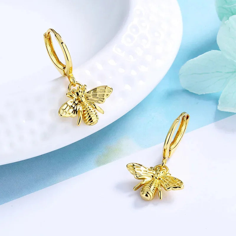 Honey Bee Dangle Earrings for Women Simple Stylish Cute Animal Metal Earrings Fashion Versatile Girls Jewelry Drop Ship - EUFASHIONBAGS