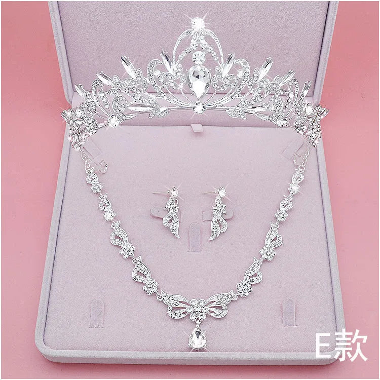 High Quality Fashion Crystal Wedding Bridal Jewelry Sets Women Bride Tiara Crowns Earring Necklace Wedding Jewelry Accessories - EUFASHIONBAGS