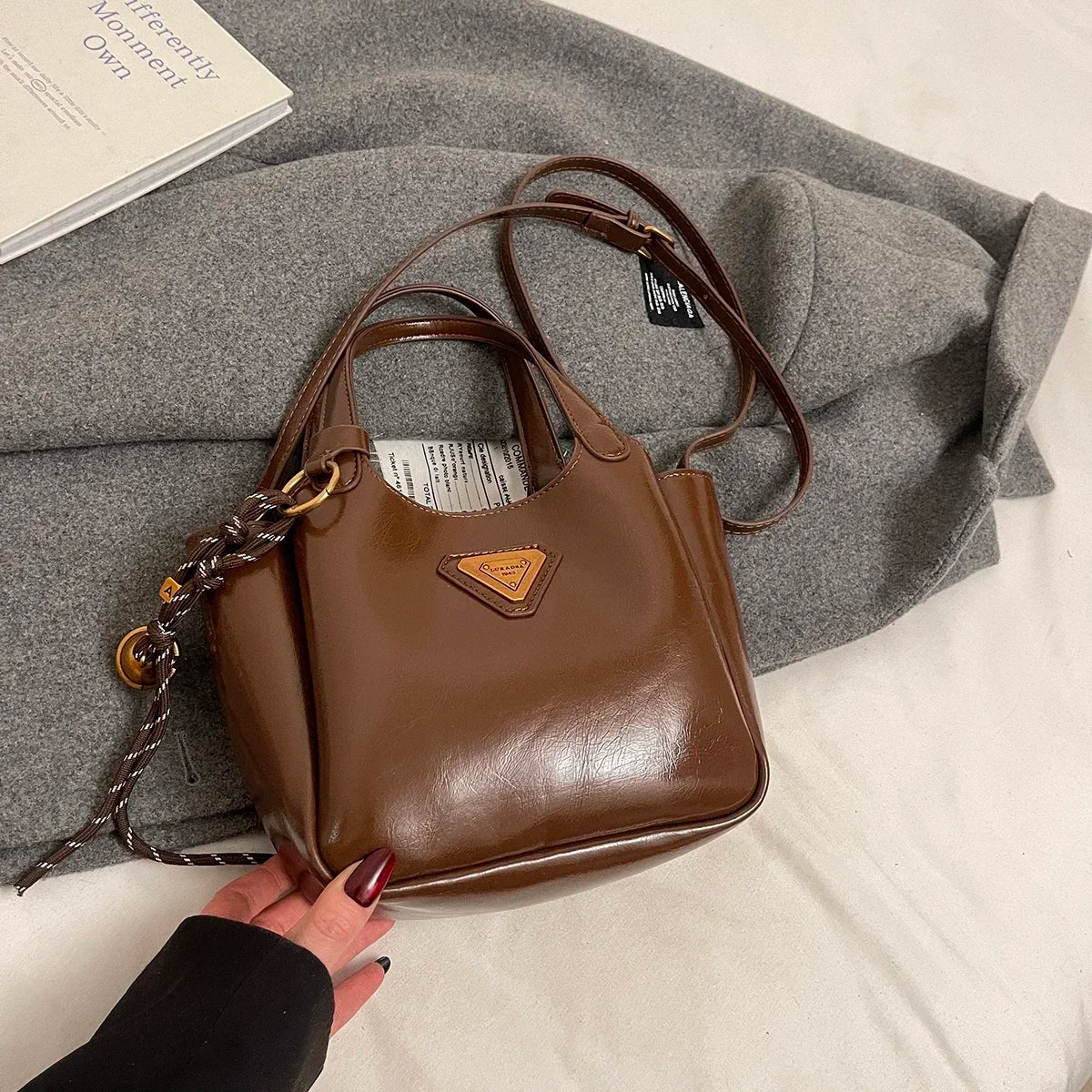 Women Genuine Leather Handbag Vintage Oil Wax Leather Shoulder Crossbody Bags Small Messenger Sac A Main - EUFASHIONBAGS