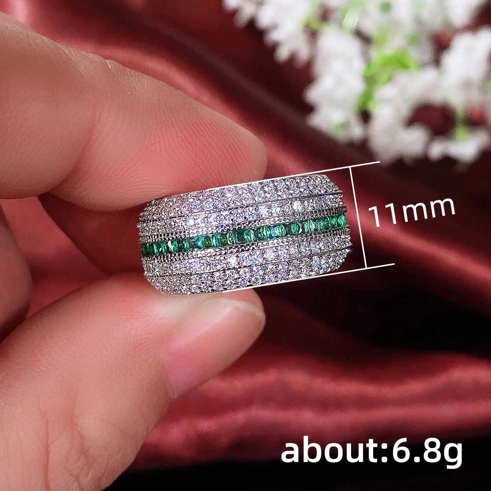 Gorgeous Promise Rings Women for Party Full Brilliant CZ Green Finger Accessories Anniversary Gift New Trendy Jewelry - EUFASHIONBAGS