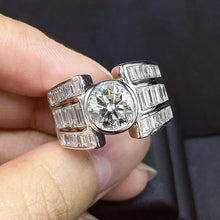 Laden Sie das Bild in den Galerie-Viewer, Geometric Cubic Zircon Women Rings Wide Band Trendy Wedding Party Girl Jewelry