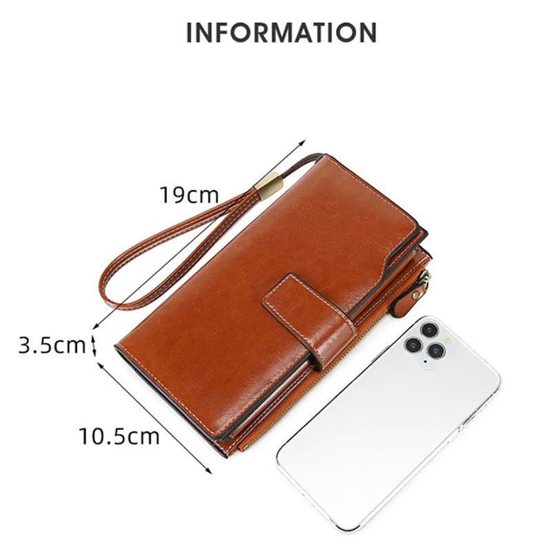 Women Long Wallet PU Leather Theftproof Swipe Protection Women's Handbags Luxury Design Card Holders Phone Coin Storage Wallets