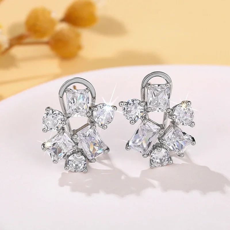 Trendy Geometric Flower Stud Earrings Versatile Attractive Daily Party Jewelry for Women Exquisite Charms Accessories Hot - EUFASHIONBAGS