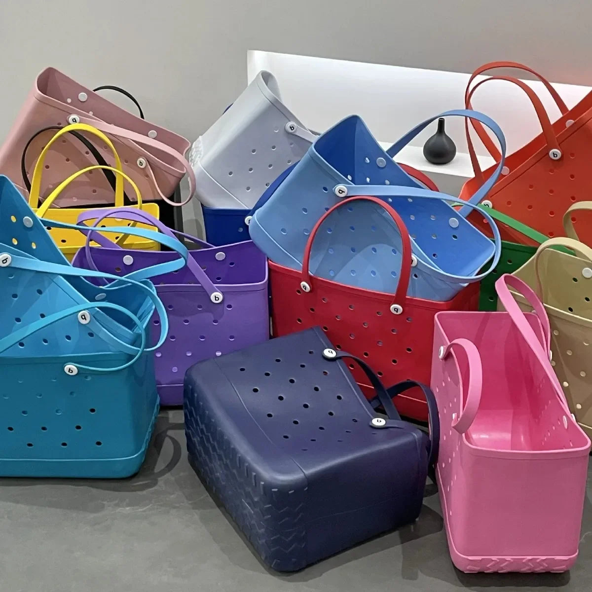 Croc Beach Tote Bag Rubber EVA Waterproof Basket Extra Large Women Shopping Shoulder Handbag Beach Jelly Sac Tote Bag Purse - EUFASHIONBAGS