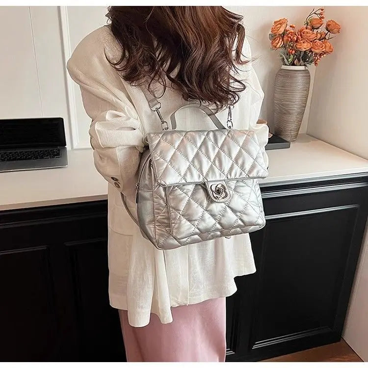 High Street White Backpacks Women Sweet Cool Pu Leather Soft Casual Mini Backpack Female Retro Y2k Mochila Aesthetic