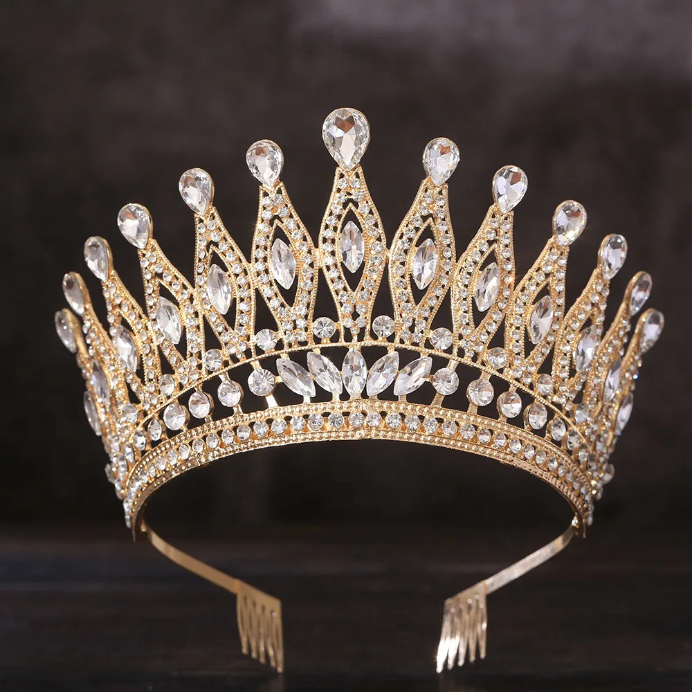 Miss Universe Paraguay Angola Crown With Comb Bridal Tiara Pageant Diadem Bride Headdress Wedding Dress Hair Jewelry Accessories - EUFASHIONBAGS