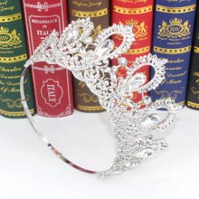 Cargar imagen en el visor de la galería, Baroque Miss Universe Crystal Feather Round Bridal Tiaras Crowns Royal Queen Rhinestone Pageant Diadem Wedding Hair Accessories