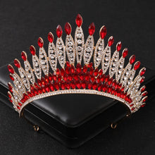 Cargar imagen en el visor de la galería, Baroque Red Crystal Tiaras And Crowns Prom Rhinestone Bridal Diadem Crown Taira For Women Wedding Hair Accessories Jewelry Crown