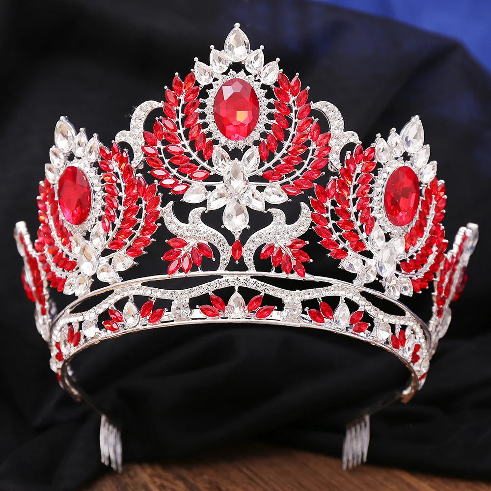 Miss Universe Wedding Crown With Comb Queen Rhinestone Tiaras Party Stage Show Hair Jewelry for Pageant Diadem Head Accessories - EUFASHIONBAGS