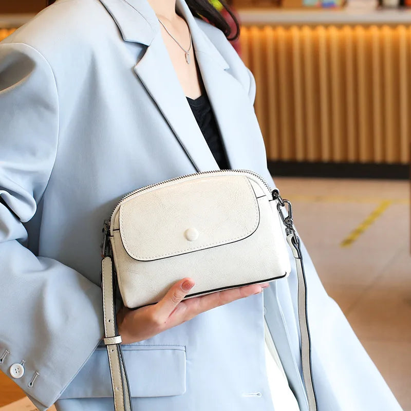 Women Shoulder Bag New Fashion Solid Color Mini Women's Handbag PU Leather Simple Retro Style Female Crossbody Bags