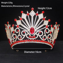 Cargar imagen en el visor de la galería, Luxury Crystal Queen King Tiara Crowns Women Girls Wedding Hair Jewelry Accessories Pageant Prom Beauty Diadem Female Headpiece