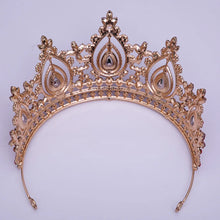 Cargar imagen en el visor de la galería, Baroque Luxury Pink Crystal Royal Queen Wedding Crown Rhinestone Bride Diadem Pageant Headdress Tiaras Hair Jewelry Accessories