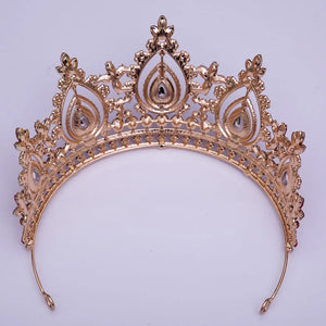 Baroque Luxury Pink Crystal Royal Queen Wedding Crown Rhinestone Bride Diadem Pageant Headdress Tiaras Hair Jewelry Accessories