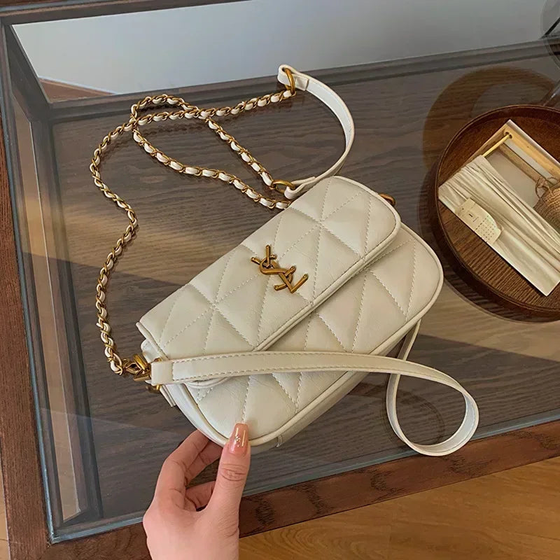 New Rhombic Chain Female Bag Versatile One-shoulder Small Square Bag Crossbody For Women High-end Grid Texture Chain Bag