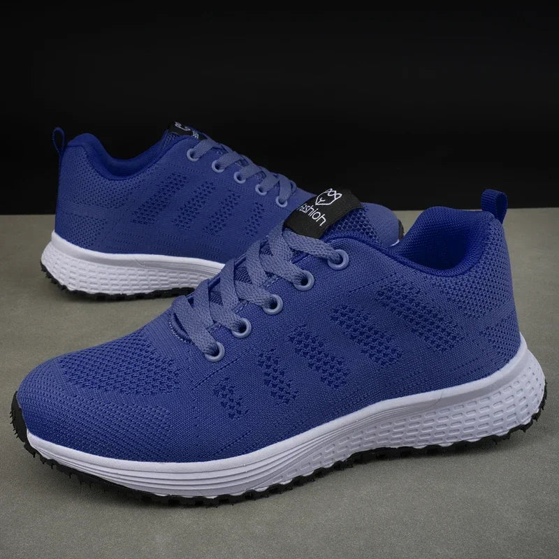 Women's Flat Shoes Solid Color Mesh Breathable Casual Shoes Spring and Summer Anti Slip Wear-resistant Tennis Women Sports Shoes - EUFASHIONBAGS