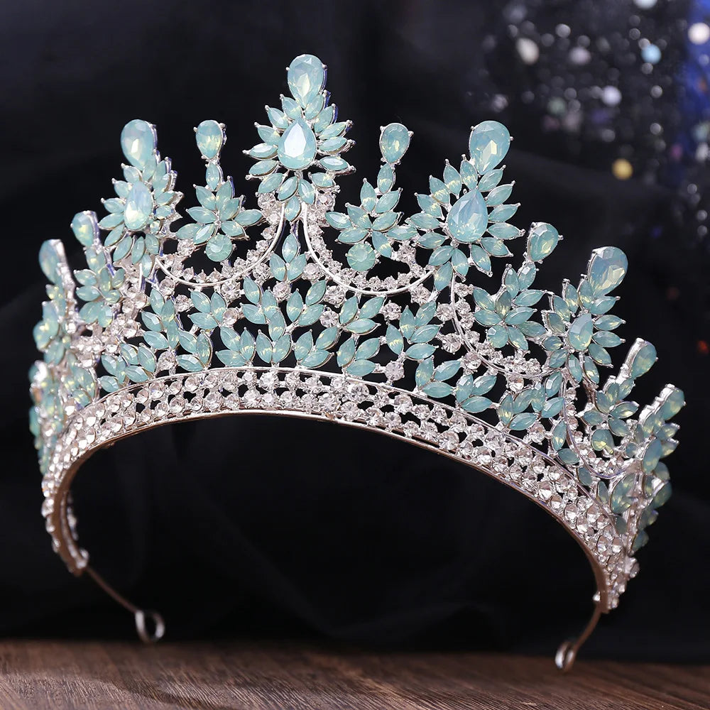 Luxury Big Forest AB Color Crystal Flower Bridal Tiaras Crown Floral Headband Rhinestone Pageant Diadem Wedding Hair Accessories - EUFASHIONBAGS