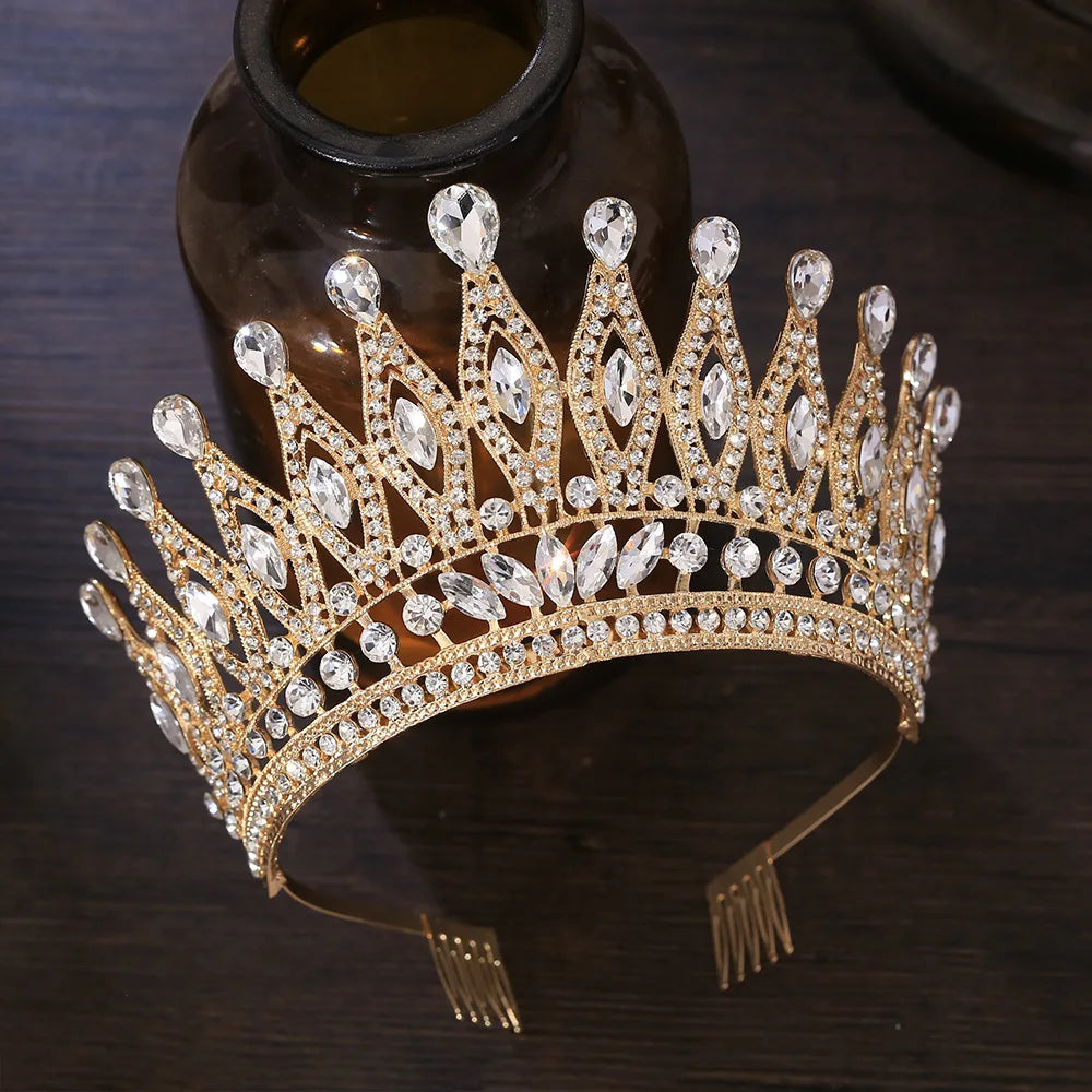 Miss Universe Paraguay Angola Crown With Comb Bridal Tiara Pageant Diadem Bride Headdress Wedding Dress Hair Jewelry Accessories - EUFASHIONBAGS