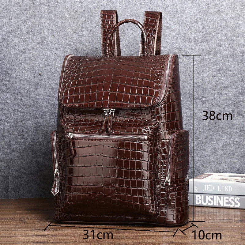 New Quality Business men's bag Real Cowhide Leather Crocodile Pattern backpack Men shoulder bags Genuine Leather backpack