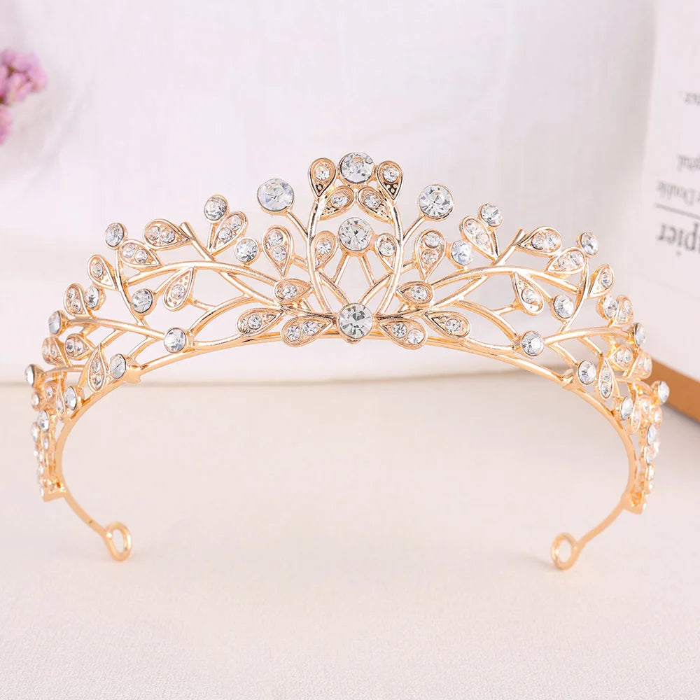 Classic Baroque AB Color Crystal Crown for Women Elegant Delicate Alloy Tiara Hair Band Banquet Party Princess Headdress Jewelry - EUFASHIONBAGS