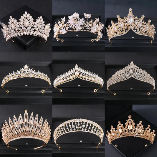 Gold Color Luxury Crystal Wedding Tiaras And Crowns Party Rhinestone Prom Bridal Diadem Crown Tiara For Women Bride Hair Jewelry - EUFASHIONBAGS