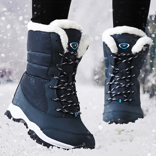 Women's Winter Boots Mix Color Snow Boots For Women Heels Winter Shoes Fur Botas Mujer Ankle Boots Platform Shoes Women Footwear - EUFASHIONBAGS