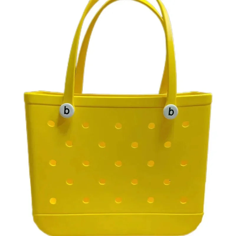 Croc Beach Tote Bag Rubber EVA Waterproof Basket Extra Large Women Shopping Shoulder Handbag Beach Jelly Sac Tote Bag Purse - EUFASHIONBAGS