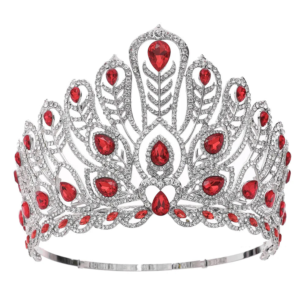 Baroque Miss Universe Paraguay Angola Big Round Crystal Wedding Crowns Rhinestone Banquet Tiaras Party Costume Hair Accessories - EUFASHIONBAGS