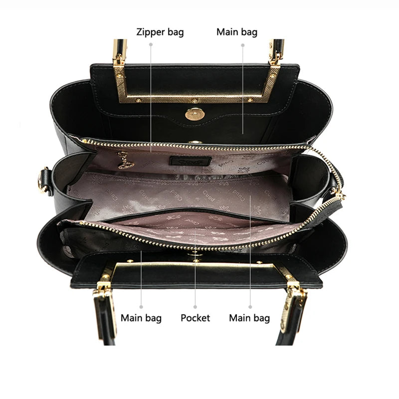 Women's bag Fashion Luxury designer genuine leather Female bag Real cowhide leather bag Women's handbag for women bags - EUFASHIONBAGS