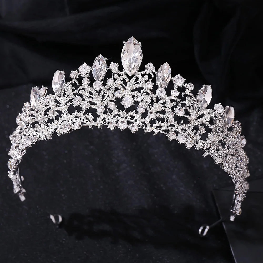 New Baroque Luxury Purple Crystal Bridal Tiaras Cubic Zircon Crown Rhinestone Pageant Diadem Headpieces Wedding Hair Accessories - EUFASHIONBAGS