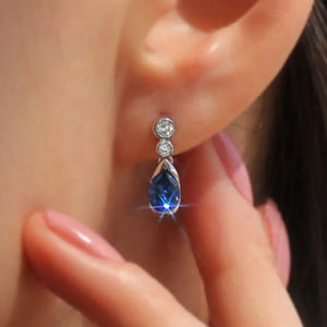 Exquisite Female Dangle Earrings with Waterdrop Blue Cubic Zirconia Simple Elegant Accessories for Women Fashion Jewelry