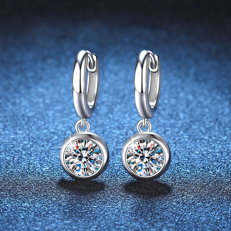 Contracted Design Drop Earrings Lady Engagement Jewelry with Shiny Round Zirconia Graceful Women Silver Color Acces