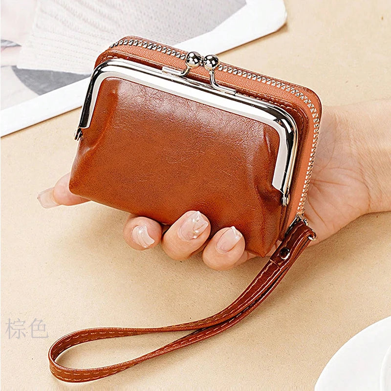 Vintage Women's Wallets Portable Mini Card Holders Coin Small Change Storage Bag Women Zipper Money Clip Girls Handbag