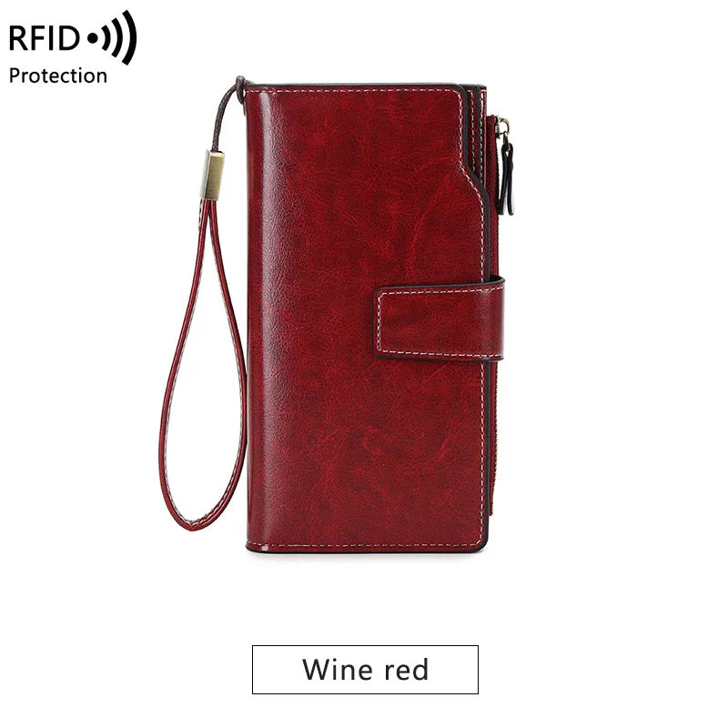 Women Long Wallet PU Leather Theftproof Swipe Protection Women's Handbags Luxury Design Card Holders Phone Coin Storage Wallets