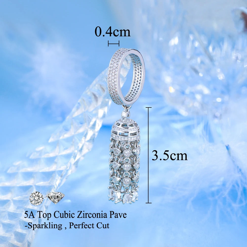 Luxury Chunky Cubic Zirconia Paved Long Dangle Drop Tassel Charm Party Wedding Rings for Women Unique Jewelry - EUFASHIONBAGS