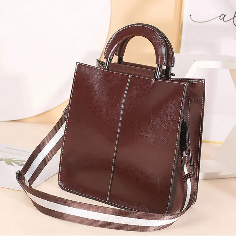 Women's Tote Bag Large  Genuine Leather Women Shoulder Bags Luxury Designer Square Cowhide Female Handbags Crossbody Bag