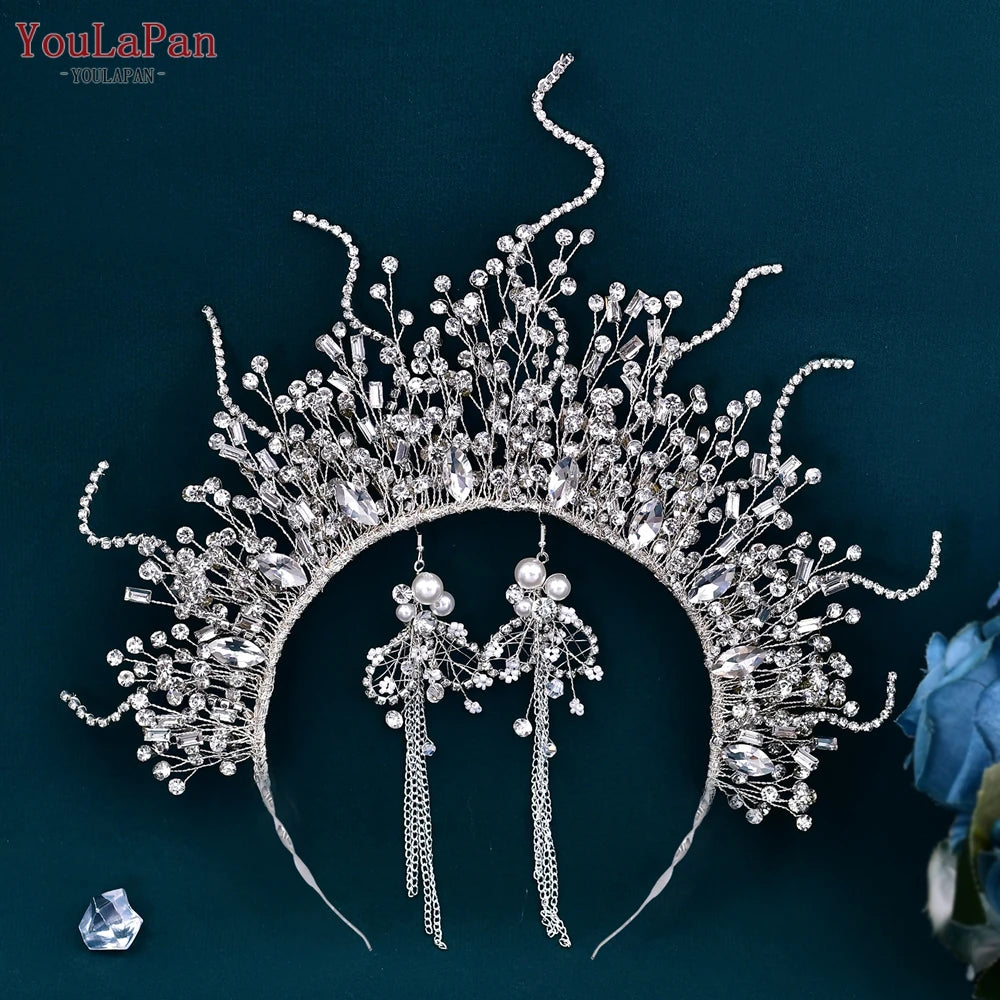 AB Colorful Rhinestone Princess Crown Luxury Crystal AB Bridal Crown Tiaras Fashion Women Hair Accessories HP193P-C