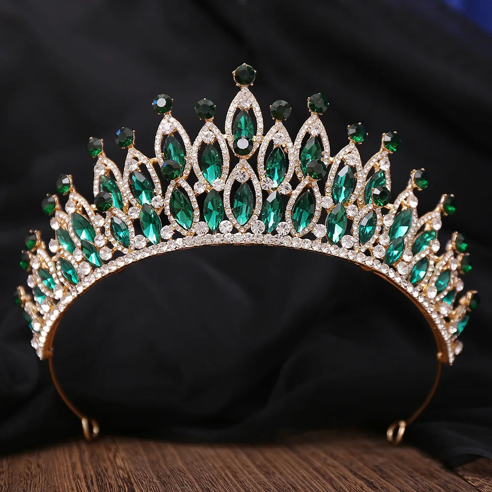 Baroque Luxury Royal Queen AB Color Crystal Wedding Crown Women Rhinestone Banquet Tiaras Party Costume Hair Jewelry Accessories - EUFASHIONBAGS