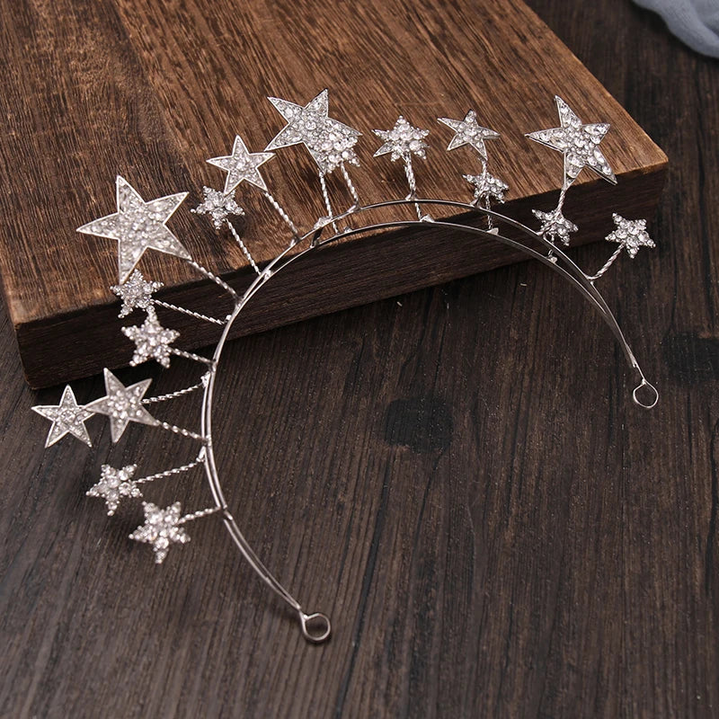 Baroque Crystal Rhinestone Star Hairband Women Bridal Wedding Tiaras Hair Accessories Crown Hairwear diademas para el pelo mujer