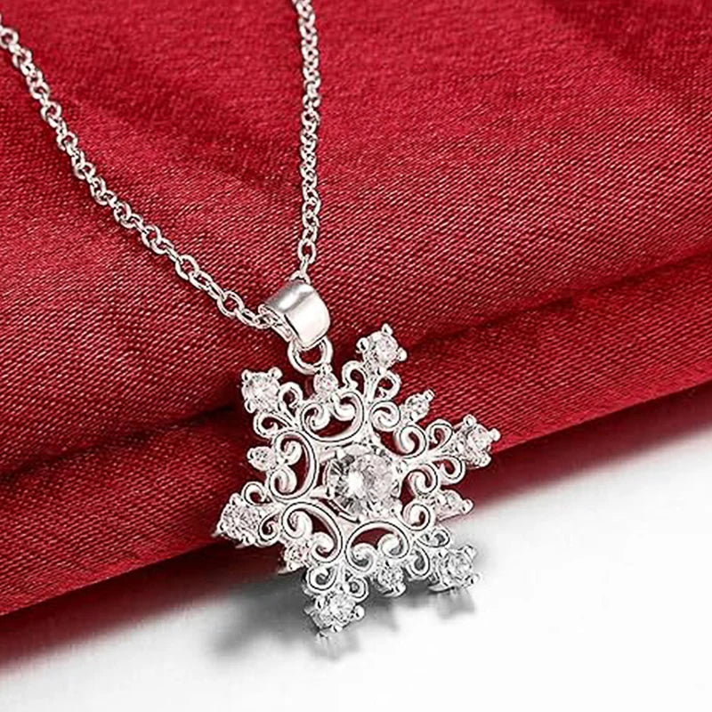 Romantic Snowflake Design Women's Necklace with Dazzling Crystal Cubic Zirconia Wedding Party Temperament Bridal Jewelry - EUFASHIONBAGS