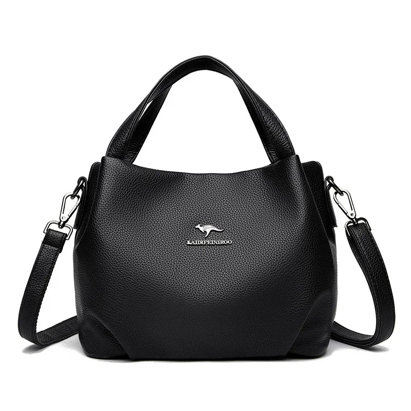 Women Soft Leather Top-Handle Bags Luxury Designer Handbag Solid Color Ladies Shoulder Crossbody Bag