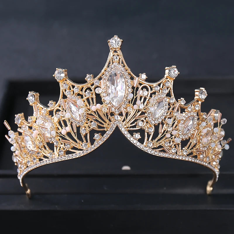 Gold Color Luxury Crystal Wedding Tiaras And Crowns Party Rhinestone Prom Bridal Diadem Crown Tiara For Women Bride Hair Jewelry - EUFASHIONBAGS