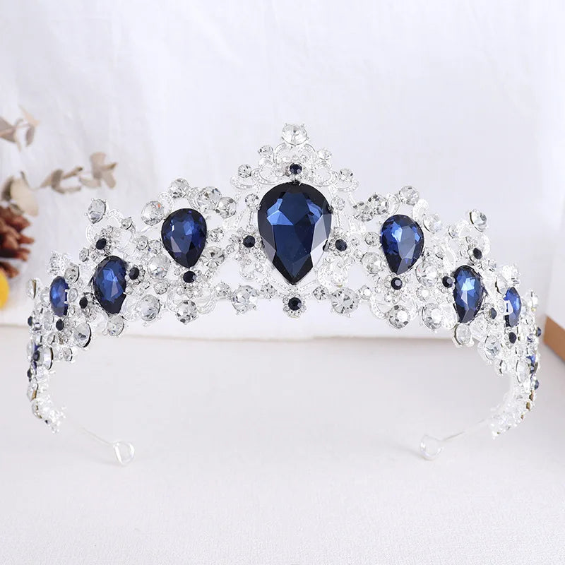 Exquisite Black Crystal Crown for Women Tiaras Headdress Prom Diadem Royal Queen Princess Bridal Crowns for Wedding Hair Jewelry - EUFASHIONBAGS