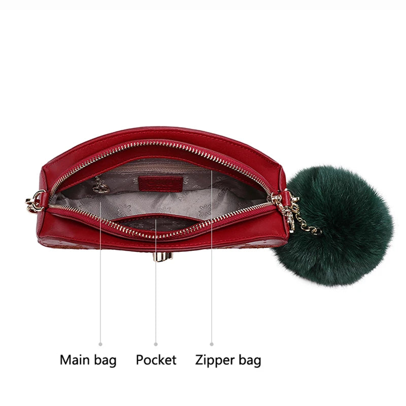 Luxury designer women's bag Large capacity shoulder bags Girl gift Genuine leather bag women's handbag Red - EUFASHIONBAGS